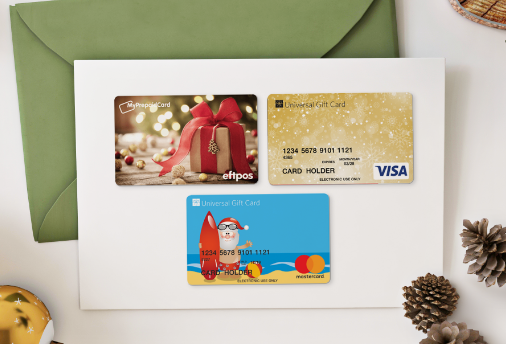 christmas prepaid eftpos card, visa card and mastercard card