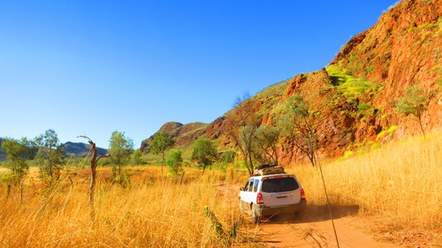 car driving through outback